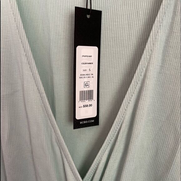 BCBGMAXAZRIA Surplice Sleeveless Top In Harbor.Size S - Picture 8 of 10